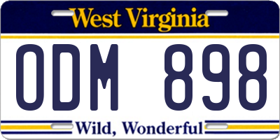 WV license plate ODM898