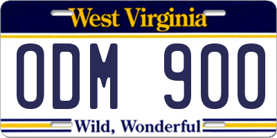 WV license plate ODM900