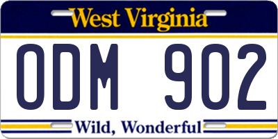 WV license plate ODM902