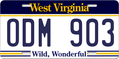 WV license plate ODM903