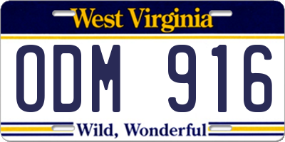 WV license plate ODM916