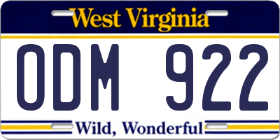 WV license plate ODM922