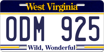 WV license plate ODM925