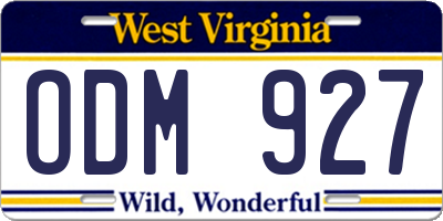 WV license plate ODM927