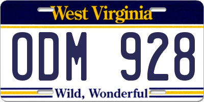 WV license plate ODM928