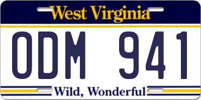 WV license plate ODM941