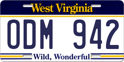 WV license plate ODM942
