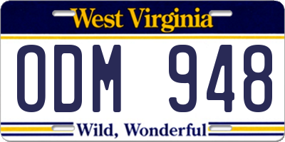 WV license plate ODM948