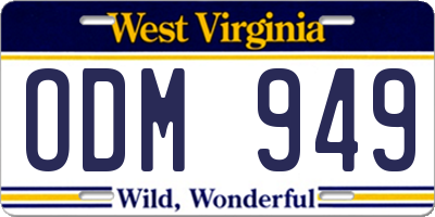 WV license plate ODM949
