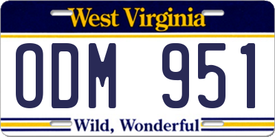 WV license plate ODM951