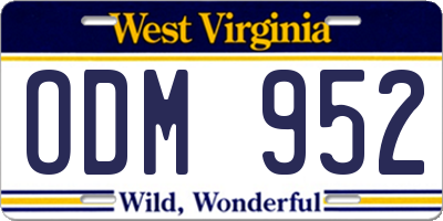 WV license plate ODM952