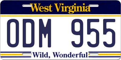 WV license plate ODM955
