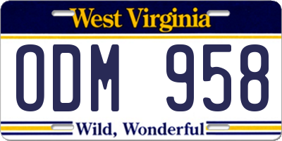 WV license plate ODM958