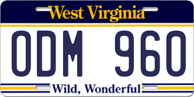 WV license plate ODM960