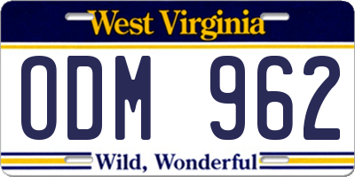 WV license plate ODM962