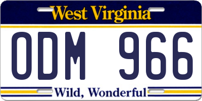 WV license plate ODM966