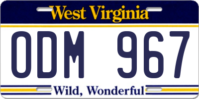 WV license plate ODM967