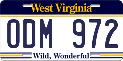 WV license plate ODM972
