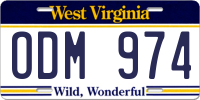 WV license plate ODM974