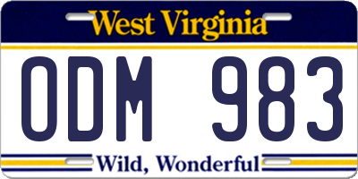 WV license plate ODM983