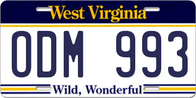 WV license plate ODM993