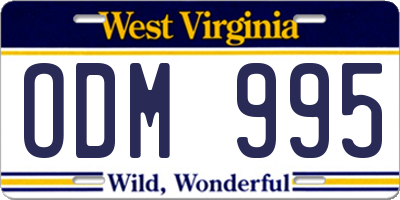 WV license plate ODM995