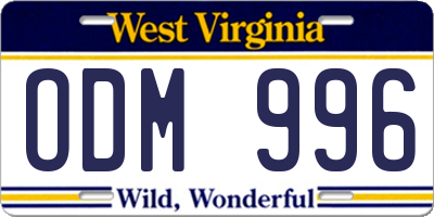 WV license plate ODM996