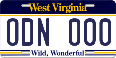 WV license plate ODN000