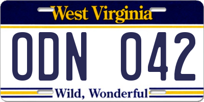 WV license plate ODN042