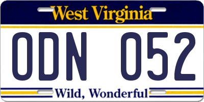 WV license plate ODN052
