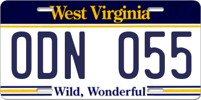 WV license plate ODN055