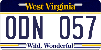 WV license plate ODN057