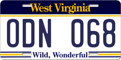 WV license plate ODN068