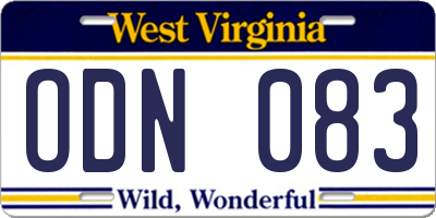 WV license plate ODN083