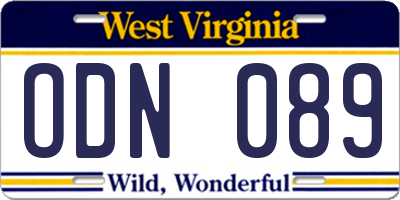 WV license plate ODN089