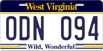 WV license plate ODN094