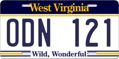 WV license plate ODN121