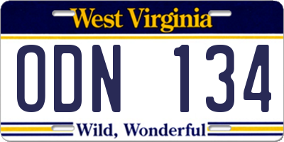 WV license plate ODN134
