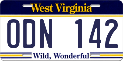 WV license plate ODN142
