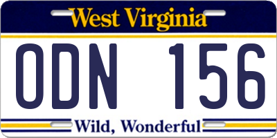 WV license plate ODN156