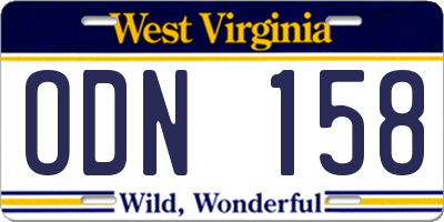 WV license plate ODN158