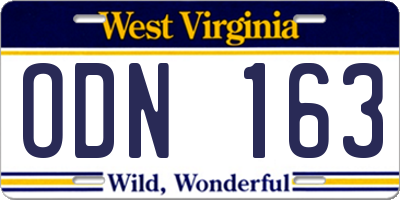 WV license plate ODN163