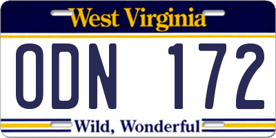 WV license plate ODN172