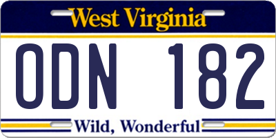 WV license plate ODN182