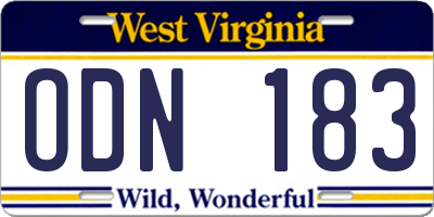WV license plate ODN183
