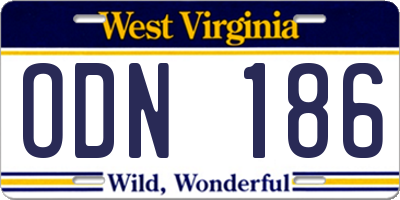 WV license plate ODN186