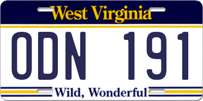 WV license plate ODN191