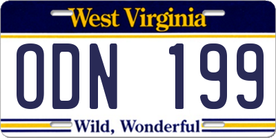 WV license plate ODN199