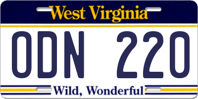 WV license plate ODN220