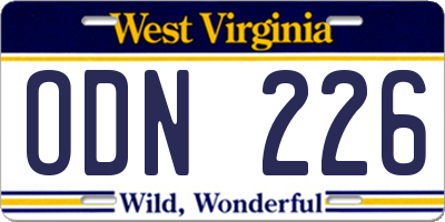 WV license plate ODN226
